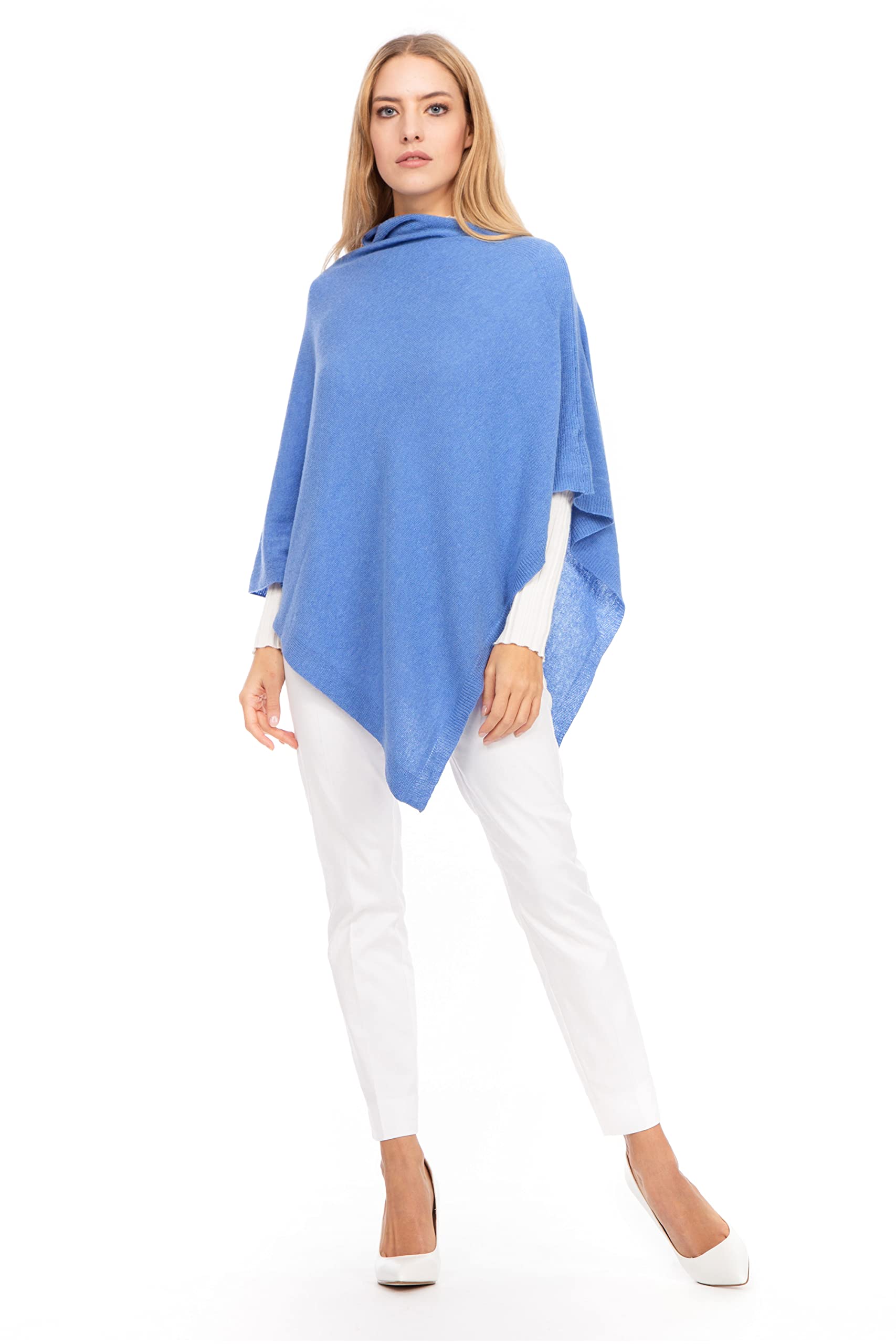 Marine Cashmere - Poncho aus Kaschmir-Mischgewebe für Damen, zart und weich, aus Kaschmir