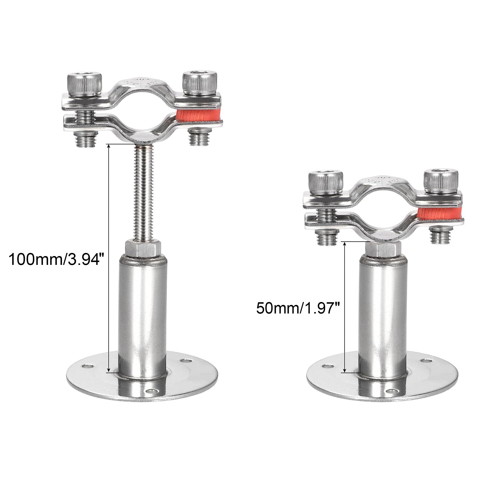 TA-VIGOR 304 Stainless Steel Adjustable Pipe Support Bracket, Wall and Ceiling Mount Pipe Clamp Holder for 15-19mm Tubes - Image 2