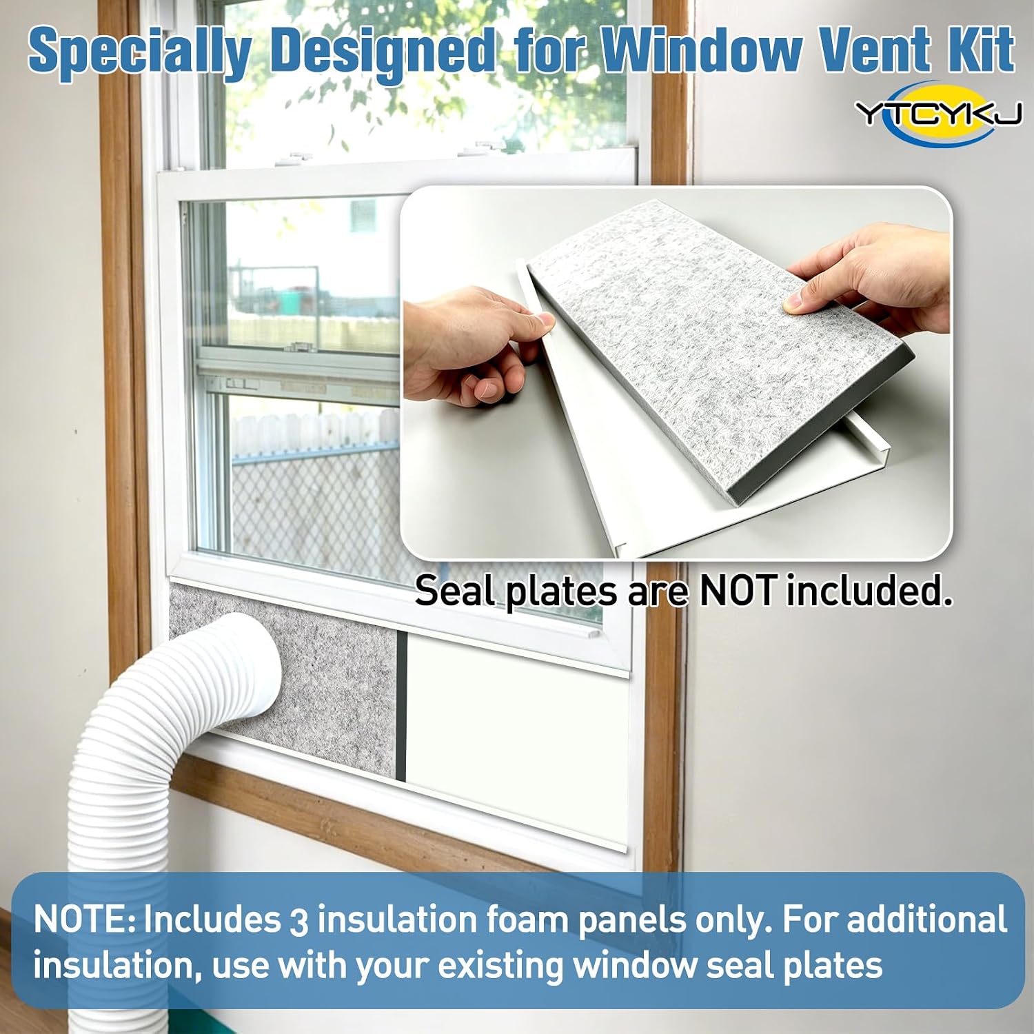 3-Pack Insulated Foam Panels for Portable AC Window Seal Kit - Adjustable Air Conditioner Insulating Panel Up to 50", Blocks Heat & Noise, Easy Cut-to-Fit DIY Kit Includes Tape & Utility Knife