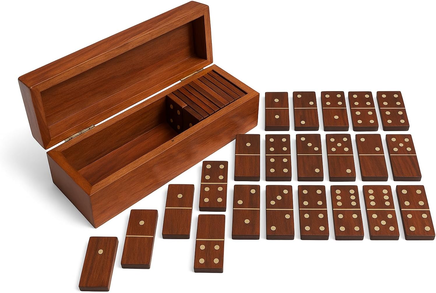 TOSQP27 Gift Domino Set Family Board Game 28 Piece Dominoes Tiles Handcrafted Classic Numbers Table Game Indoor Outdoor with Wooden Storage Case
