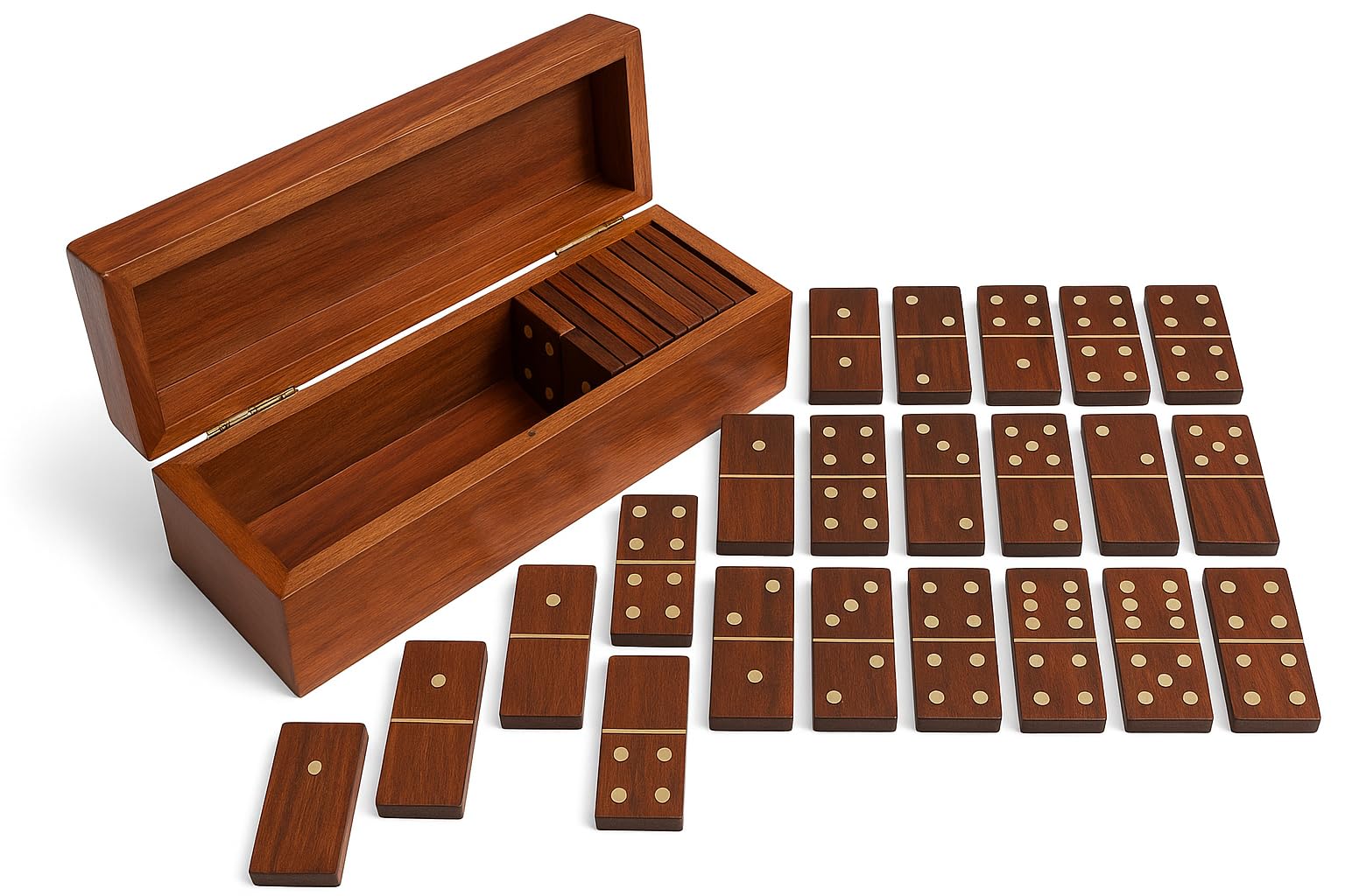 TOSQP27 Gift Domino Set Family Board Game 28 Piece Dominoes Tiles Handcrafted Classic Numbers Table Game Indoor Outdoor with Wooden Storage Case