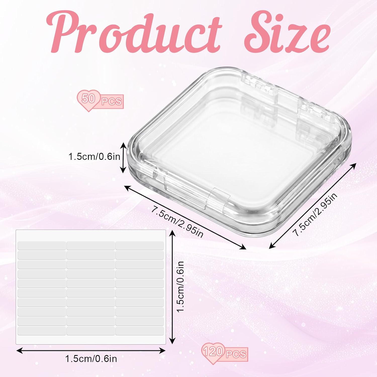 SHENLIU 50 Sets Press On Nail Storage Box, Clear Artificial Nail Display Case Acrylic Nail Boxes Press On Nail Packaging Box with Adhesive Double Sided Tape Nail Boxes for Nail Salon
