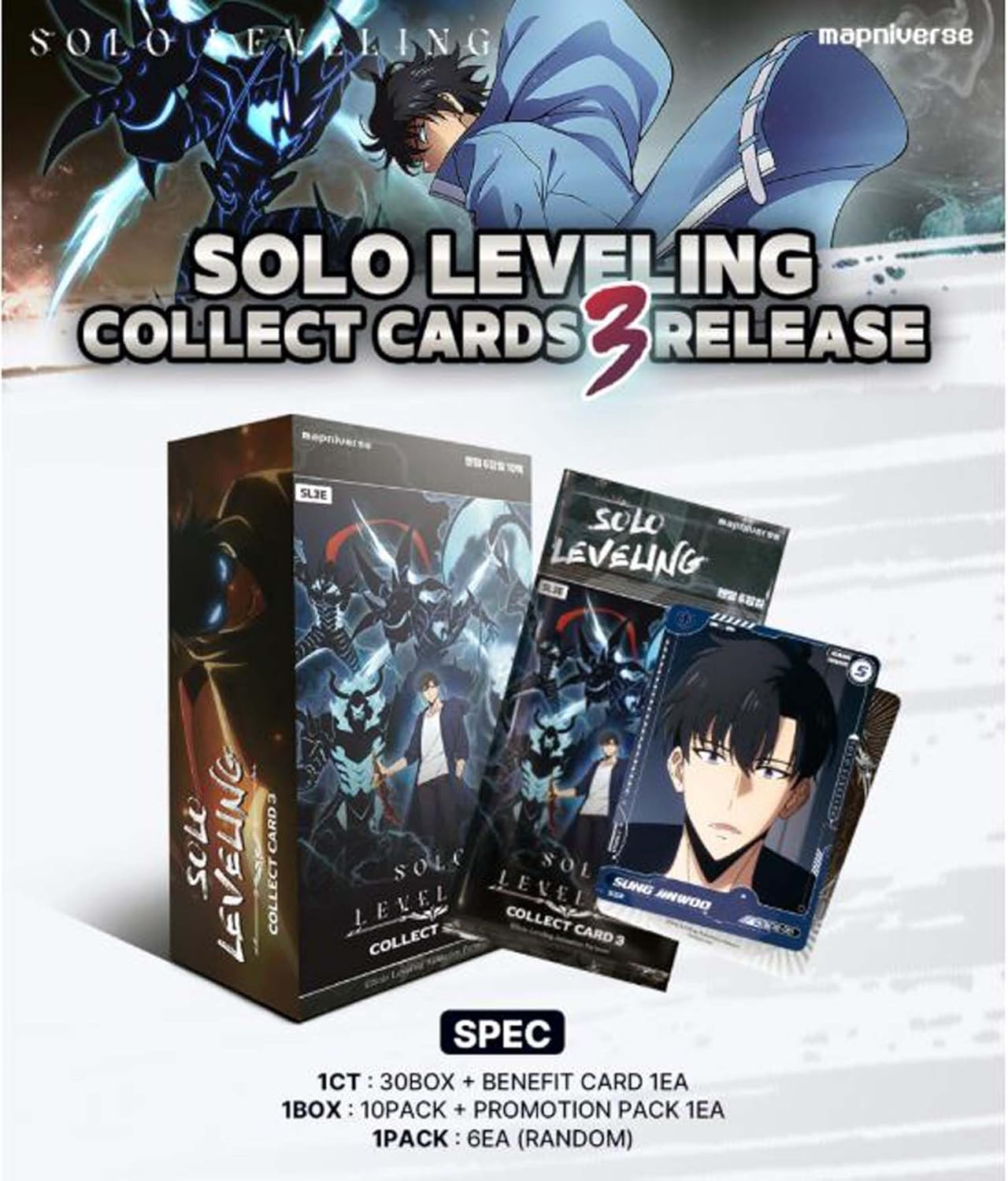 Solo Leveling Collection Card Vol.3 Booster Box SL3E KOR ver. TCG 10Pack 1Box