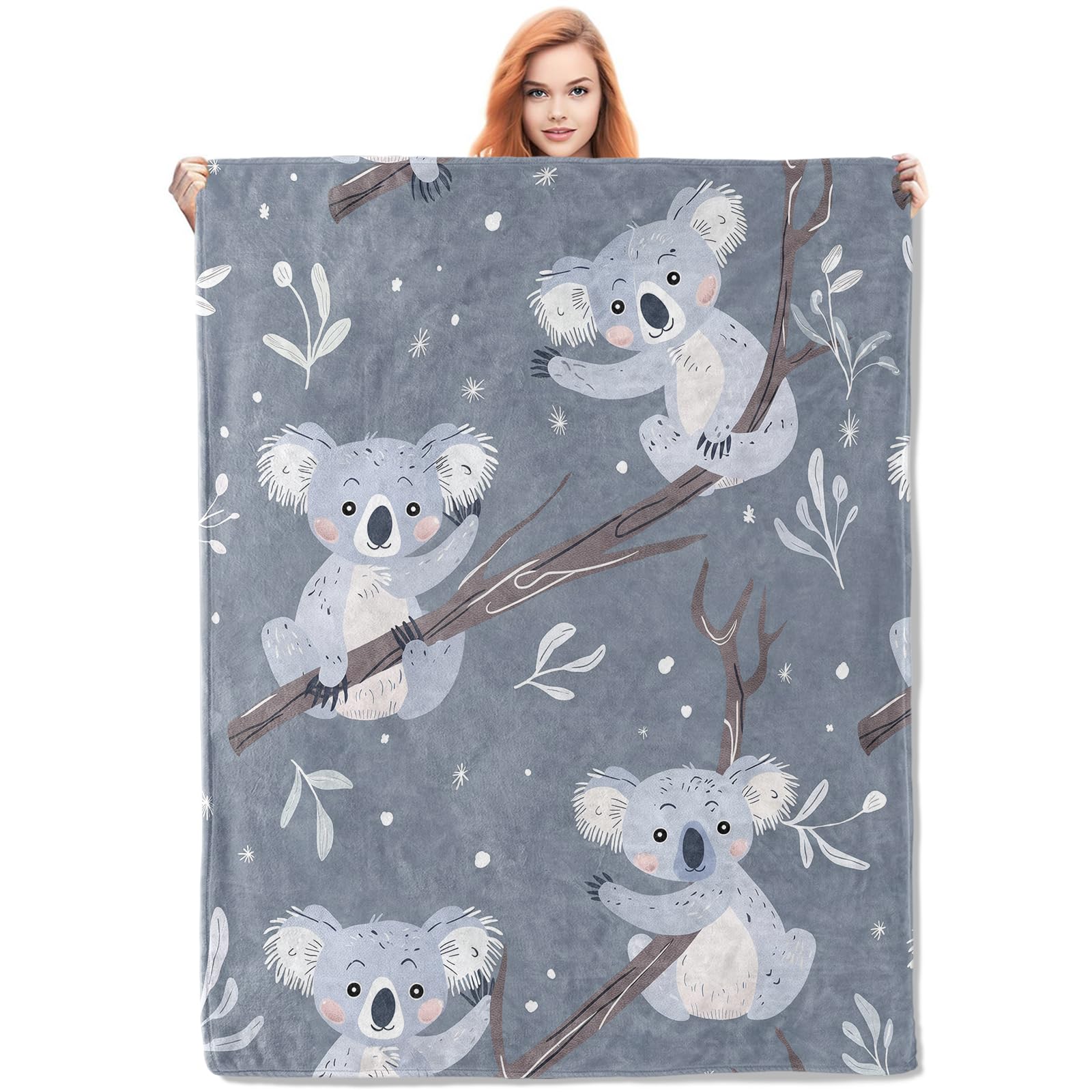 Couverture koala plaid polaire animaux mignons douce et légère de 127x152 cm