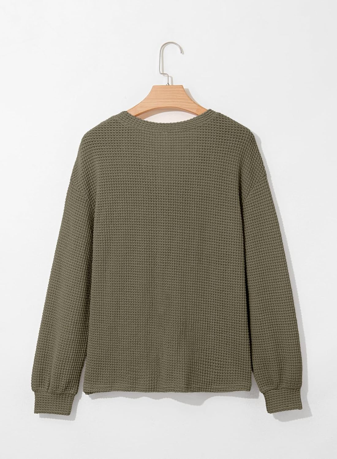 Dokotoo Womens Waffle Knit Tops 2026 Dressy Casual Button Shirts Long Sleeve V Neck Blouses Basic Tee - Image 6