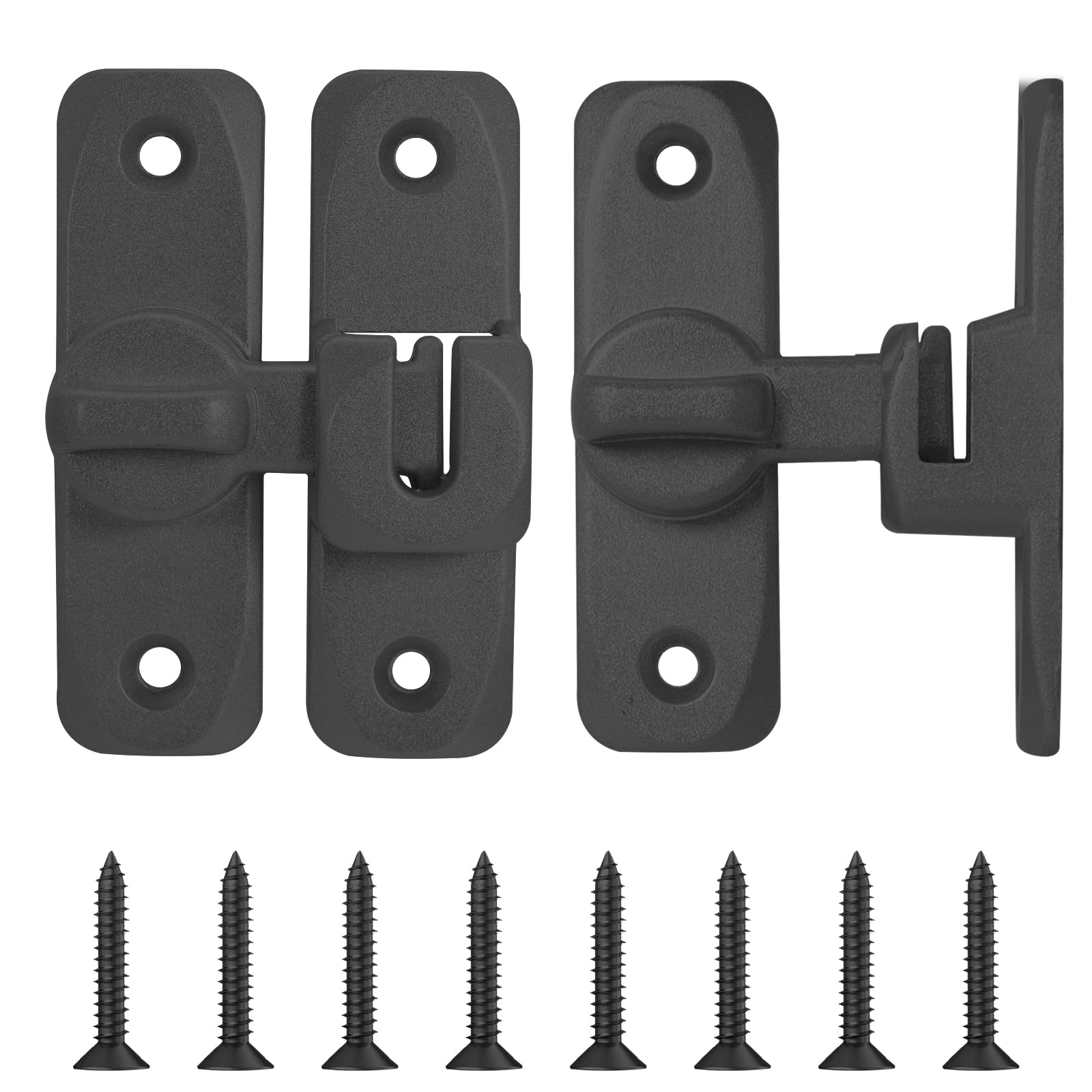 Bcautay 2 Pcs Flip Sliding Barn Door Lock, 90/180 Degree Sliding Door Lock