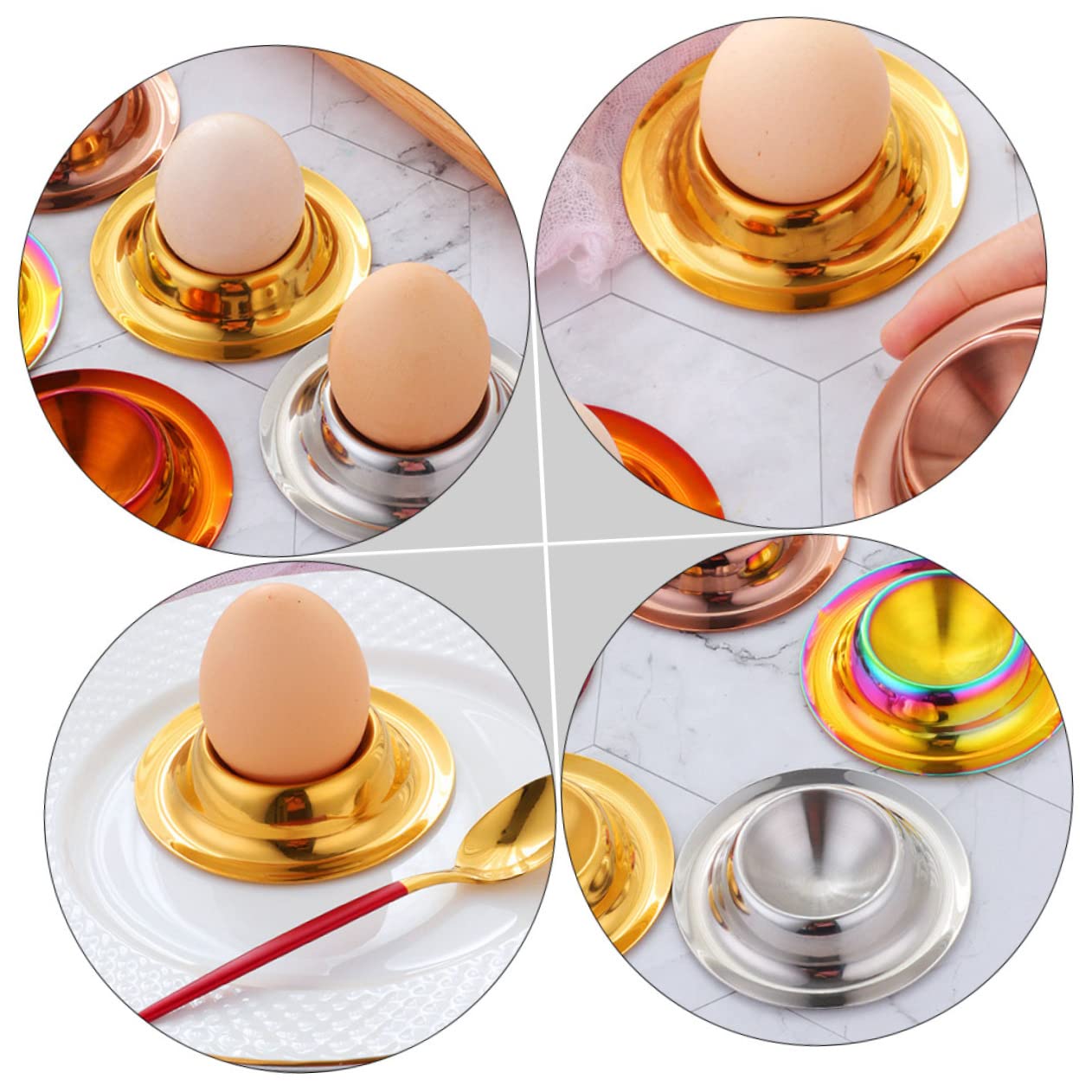 DECHOUS 6pièces Porte-œufs Acier Or Et Support Élégant pour Œufs Coque Et Amuse- pour Cuisine Et Déjeuner
