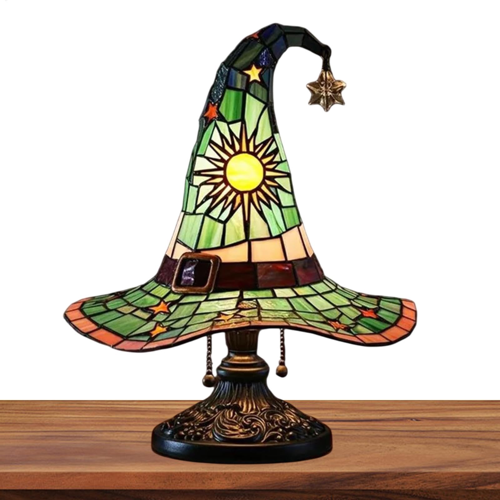 Green Resin Witch Hat Lamps Gothic Lamp Night Light Handmade Gothic Wizard Hat Shape Lights Halloweenn Glowing Witch Hat With Mystical Charm For Bedroom Home Decor