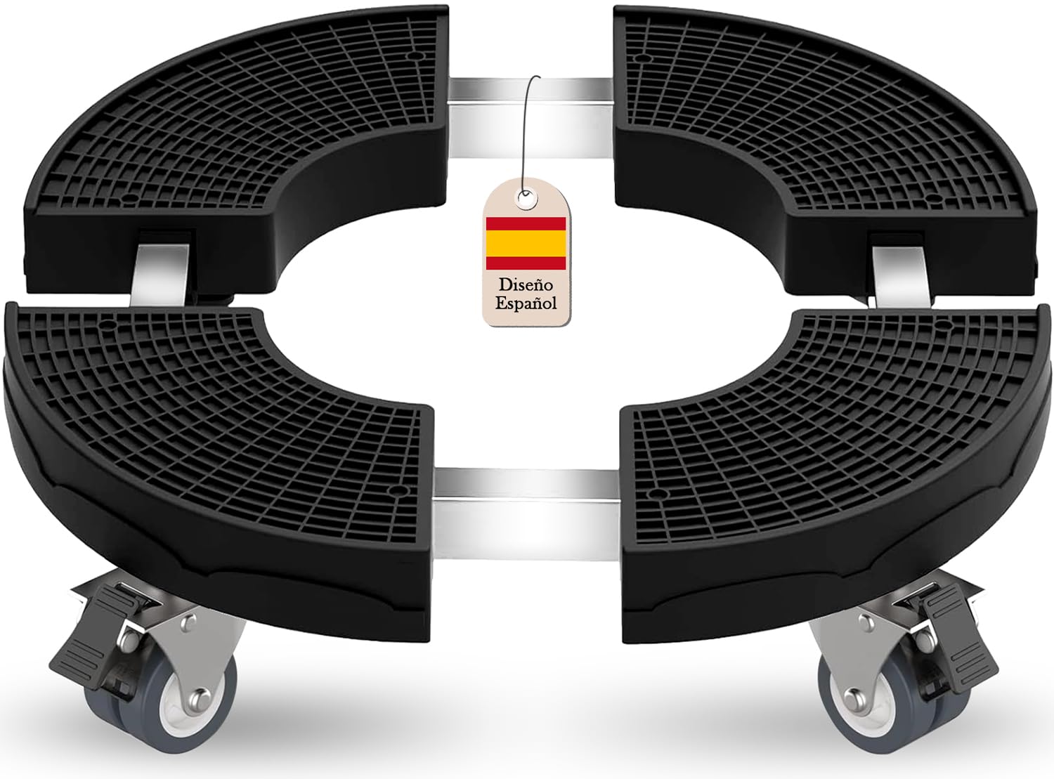 Plataforma con Ruedas Ajustable 38-59 cm, Soporte para Plantas con Ruedas 360°Giratorias Bloqueables, Base con Ruedas para Macetas Capacidad de 250 KG, Carro Transporte para Jardín (A)