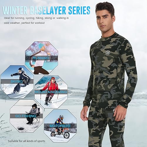 Miniatura 6 de Conjunto de ropa interior térmica para hombre, capa base de compresión deportiva, pantalones largos con forro polar, equipo de invierno, correr,