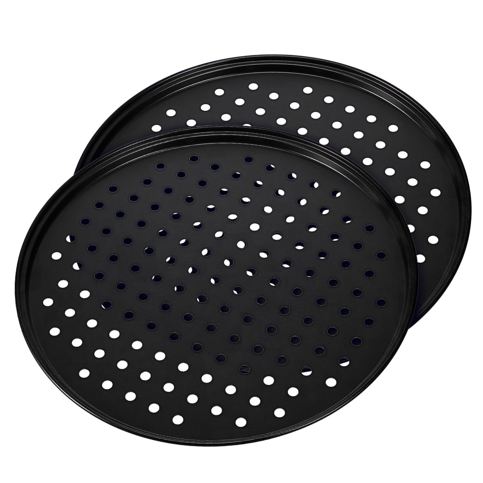 LABRIMP Teglia Pizza Rotonda 2 Pezzi in Acciaio al Carbonio Nero