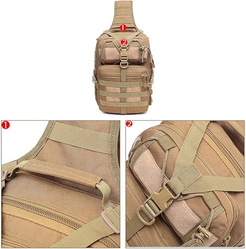 Miniatura 8 de OUTLEYNY Bolso bandolera táctico para hombre, mochila pequeña con bandolera militar, bolsa de hombro Molle Assault Range Bag Camping Caza, Negro -,