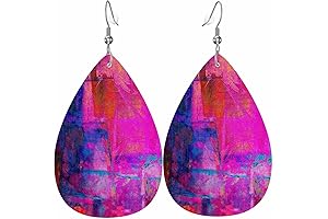 Magenta Teardrop Earrings: Vibrant Leaf Earrings for Women