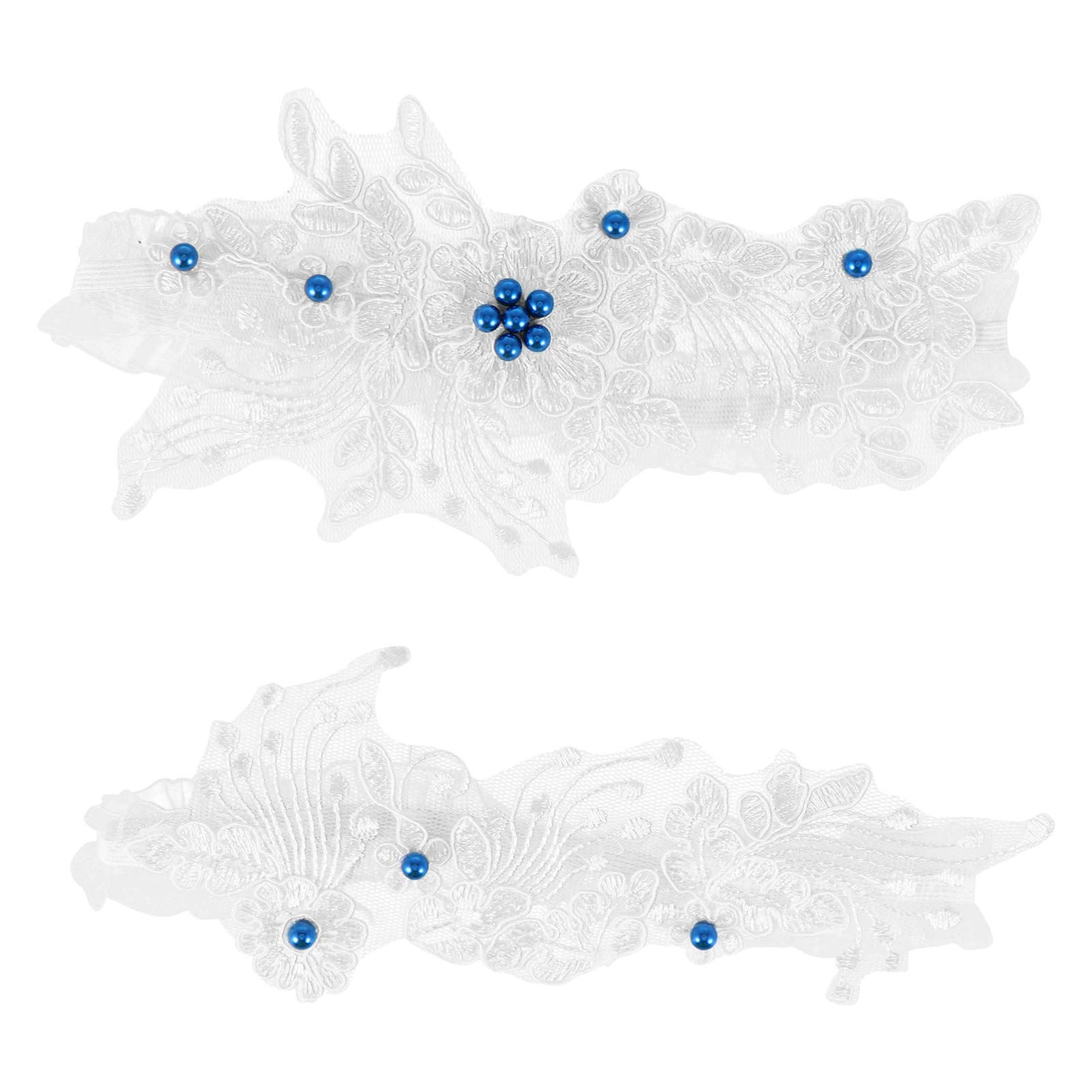 ceinture 1 paire de jarretière en dentelle de mariage avec perle bleue jarretière de mariée jambe ceinture fleur demoiselle d'honneur jarretière de bal 23 - 9 cm pour femmes filles fournitures de co