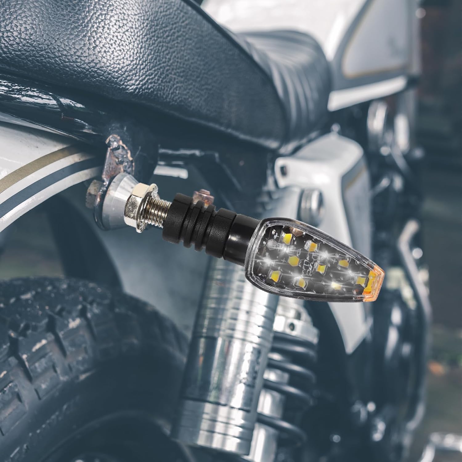 LED Turn Signal Lights and Abs Material Motorcycle 2pcs with Stylish LED Light Design for Better Visibility, Black Motorcycle Blinker Lamps for Safe Riding