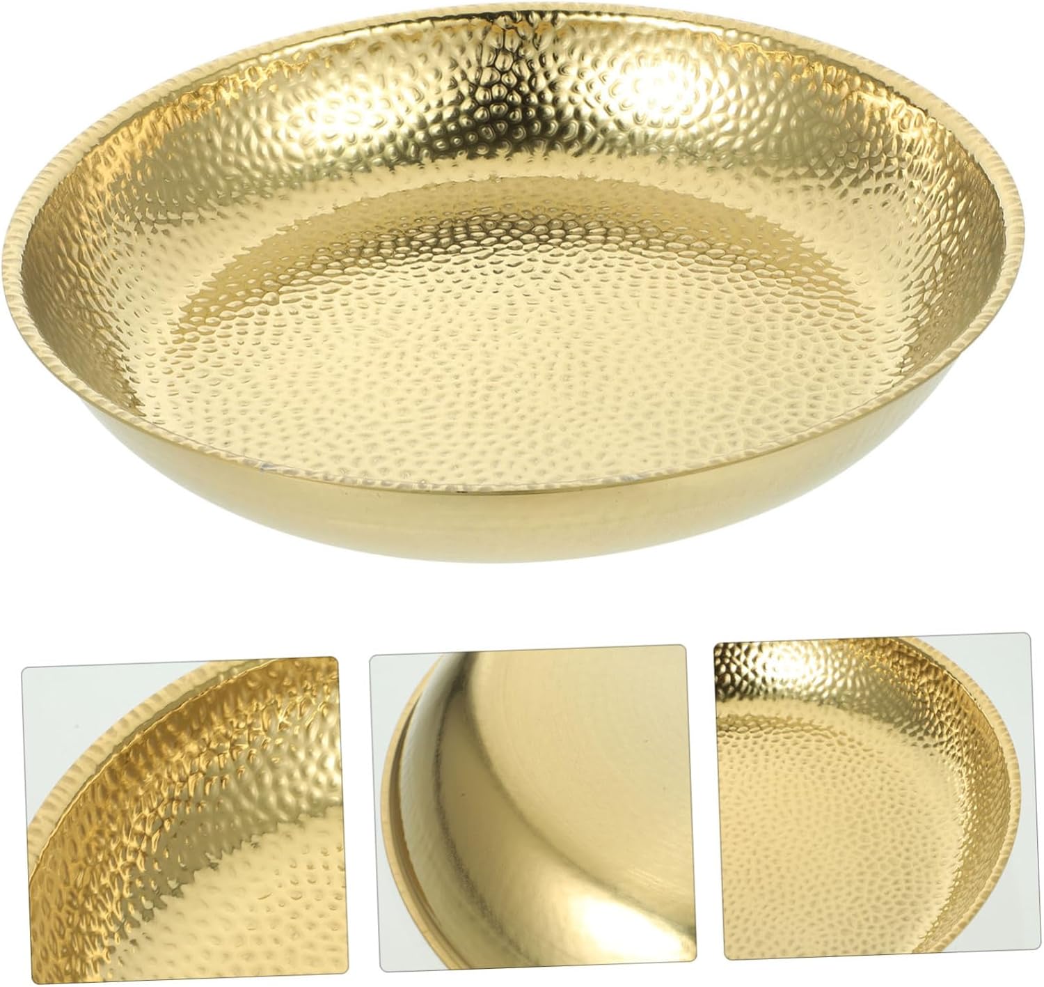 Stainless Steel Hammered Pasta Serving Plate Reusable Round Plate for Bbq Camping and Western Cuisine Elegant Design for Fish Fruits Steak and Snacks