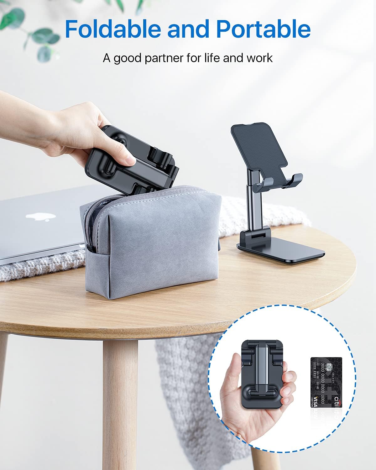 andobil Cell Phone Stand for Desk [Full Foldable & Adjustable] Compatible with iPhone 13 12 Pro Max 11 XR X SE XS Plus 6 6s 7 Samsung Galaxy S21 S20 Note 20 etc Mobile Phone Stand Holder