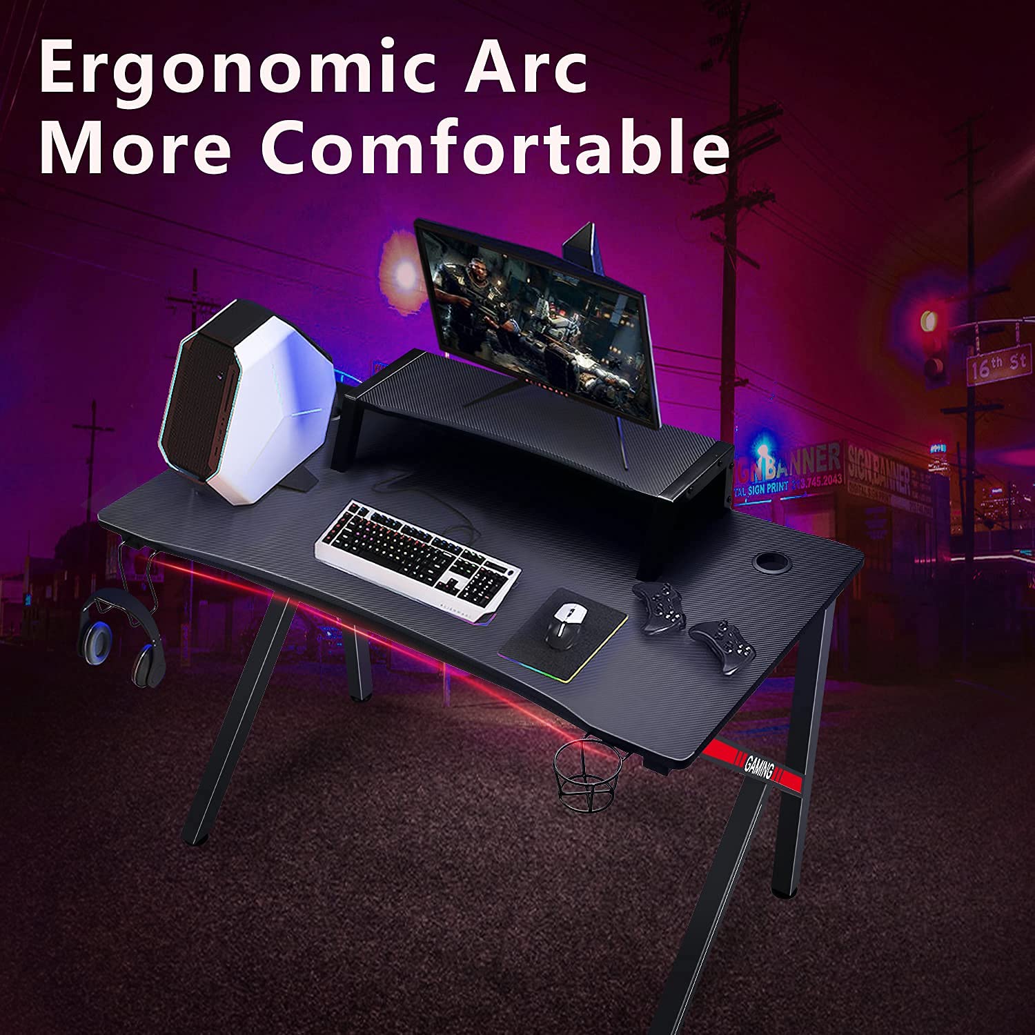 GTRACING Gaming Desk,45 Inch Gaming Table with Builtin Power Strip,K