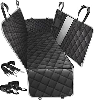 Pets Dog Seat Cover for Back Seat with Mesh Window, 100% Waterproof Durable Dog Hammock Car Seat Covers for Dogs Non Slip Protection Against Dirt & Pet Fur, Dog Car Seat Cover Back Seat for Cars SUVs