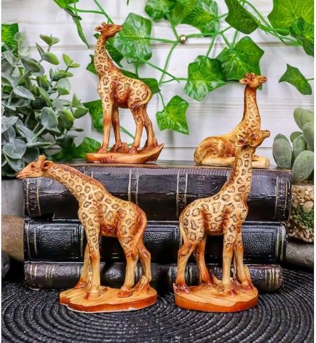 Juego de 4 figuras miniatura de jirafa de 4 poses de 3.5 pulgadas de altura, decoración del hogar