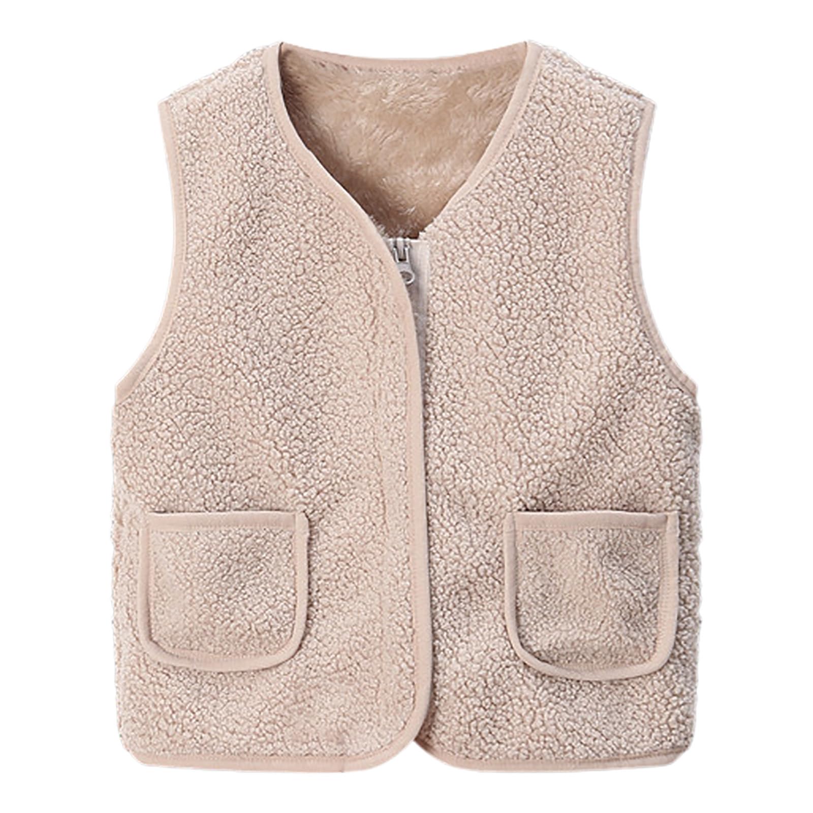 Baby Weste Mäntel Jungen Mädchen Winter Warme Fleece Jacke Solide Leichte Weste Tops Gilet Teddy Mantel Baby Armellos Waistcoat Kleinkind Ärmellose Warmen Fleeceweste Flauschige Outwear mit Tasche