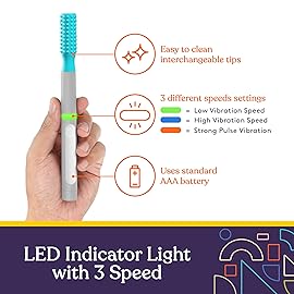 Special Supplies Buzz Buddy Oral Motor Stimulation kit with 6 Soft Textured Interchangeable Heads, Calm Sensory Needs, Support Speech, and Stimulate Self Feeding, Gentle Vibrations (Grey)