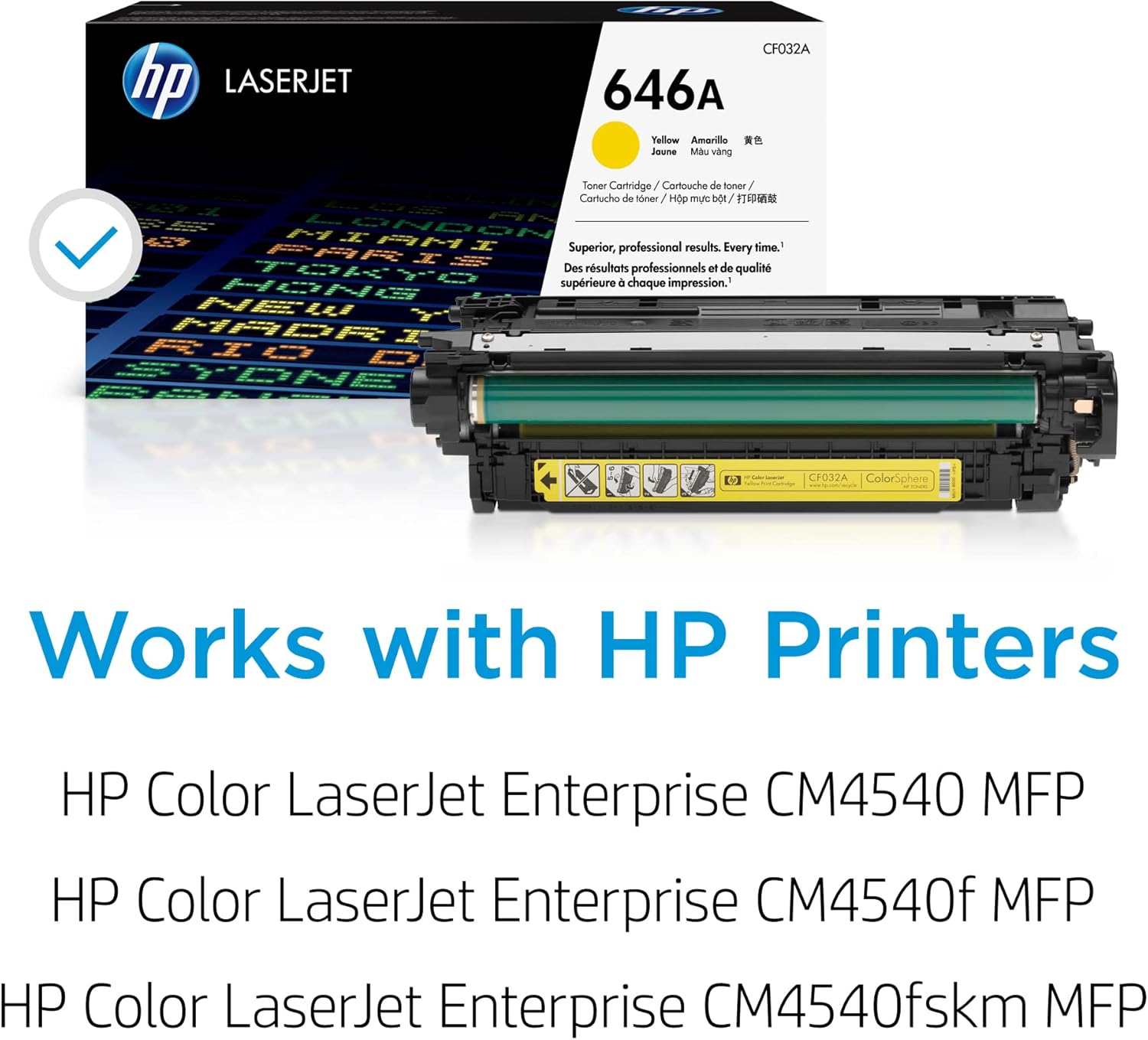 HP Original 646A Yellow Toner Cartridge | Works Color LaserJet Enterprise CM4540 MFP Series | CF032A