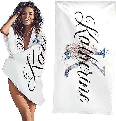 Miniatura 2 de YESCUSTOM Toalla de playa personalizada, toalla de baño personalizada con monograma, toallas de playa de verano para mujeres y hombres, toalla de
