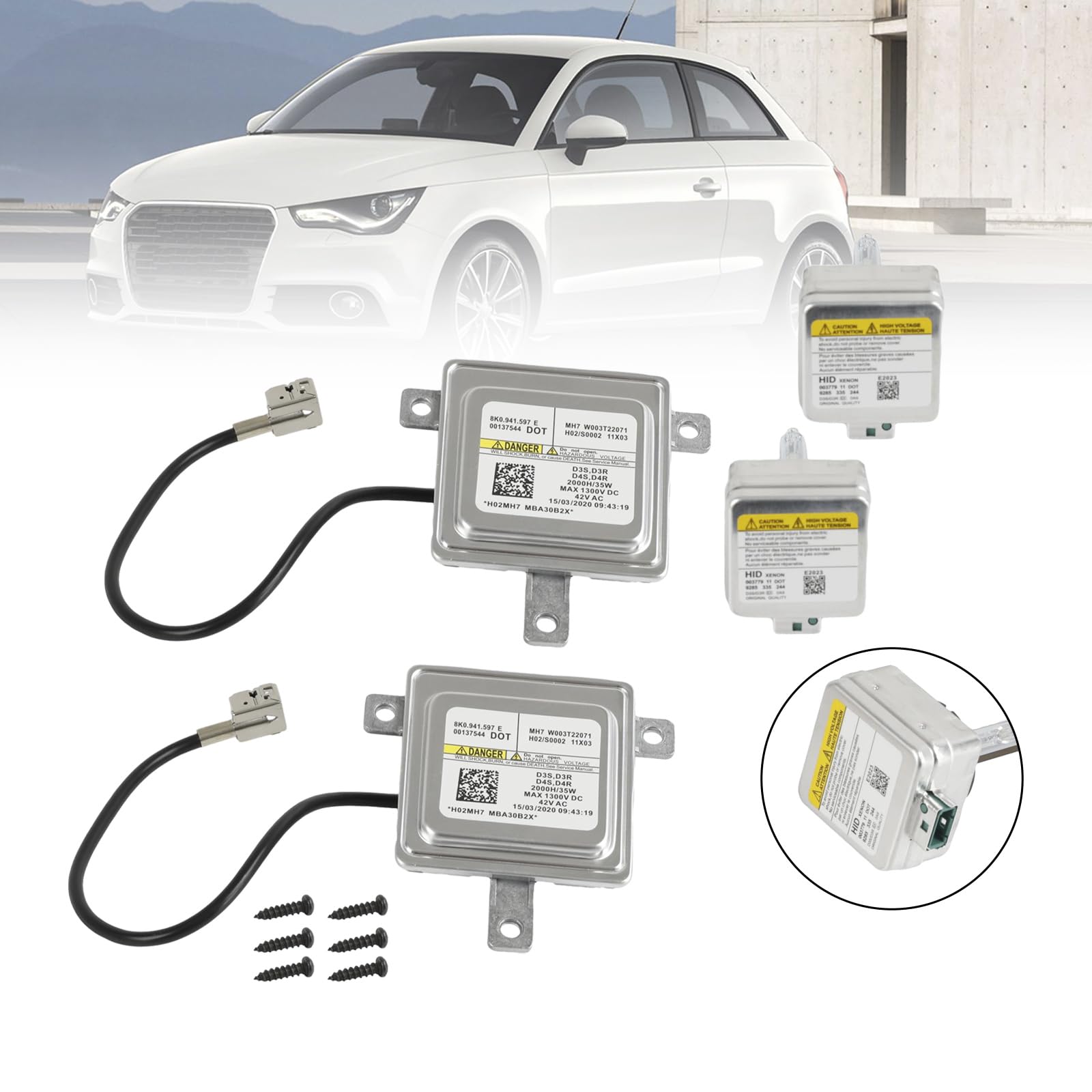 Xenon Steuergerät 8K0941597E mit D3S Xenon Brennern, HID Vorschaltgerät für Audi A1 A3 A4 A5 A6 A7 A8 Q3 Q5 Q7 S1 S3 S4 S5 S6 S7 S8 RS5 RS6 RS7 | für Volkswagen CC EOS Golf GTI Jetta