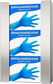 Edelstahl Handschuhhalter Wand (3 Boxen) – Gebürsteter Handschuhspender für Einweghandschuhe – Handschuhhalterung Wand für Nitril, Latex, Vinyl – Wandhalterung mit Schrauben oder Klebemontage