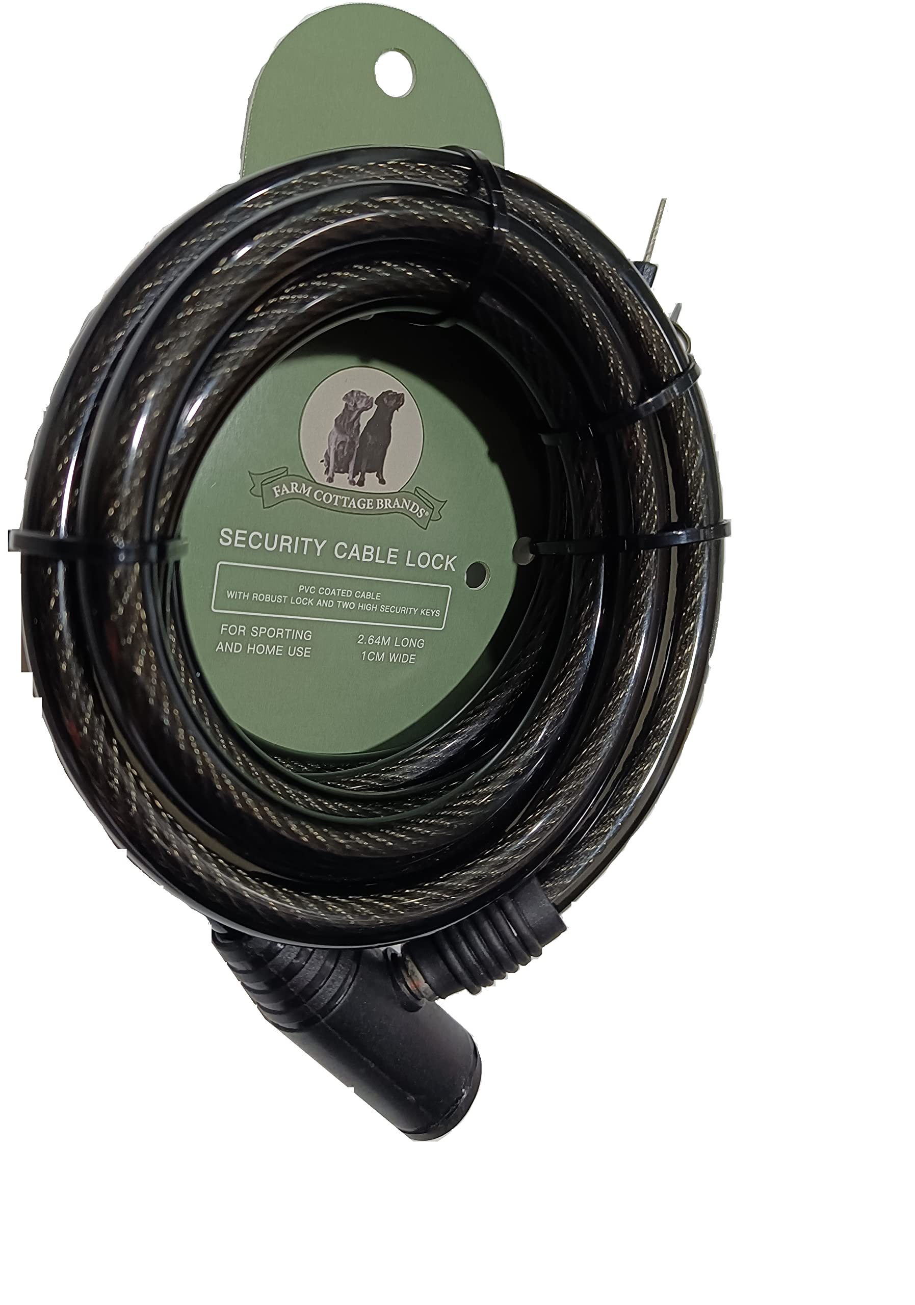 Farm Cottage Brands Black Anti-Theft Plastic Coated Security Cable Lock For Rifle/Shotgun Etc. – 2 Keys, 1Cm Wide, 2.64M Long. Keep Your Firearm Safe At Home And Away