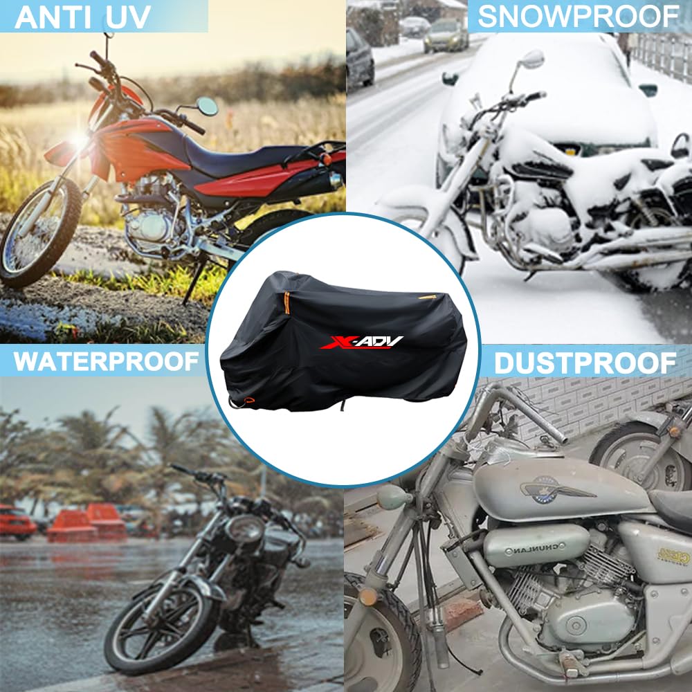 Telo coprimoto impermeabile, antipolvere, antipioggia, antivento, antiescrementi di uccelli, con strisce riflettenti, in poliestere 210D, antifurto per X-ADV 750 350 125 XADV Scooter (265*105*125 cm)