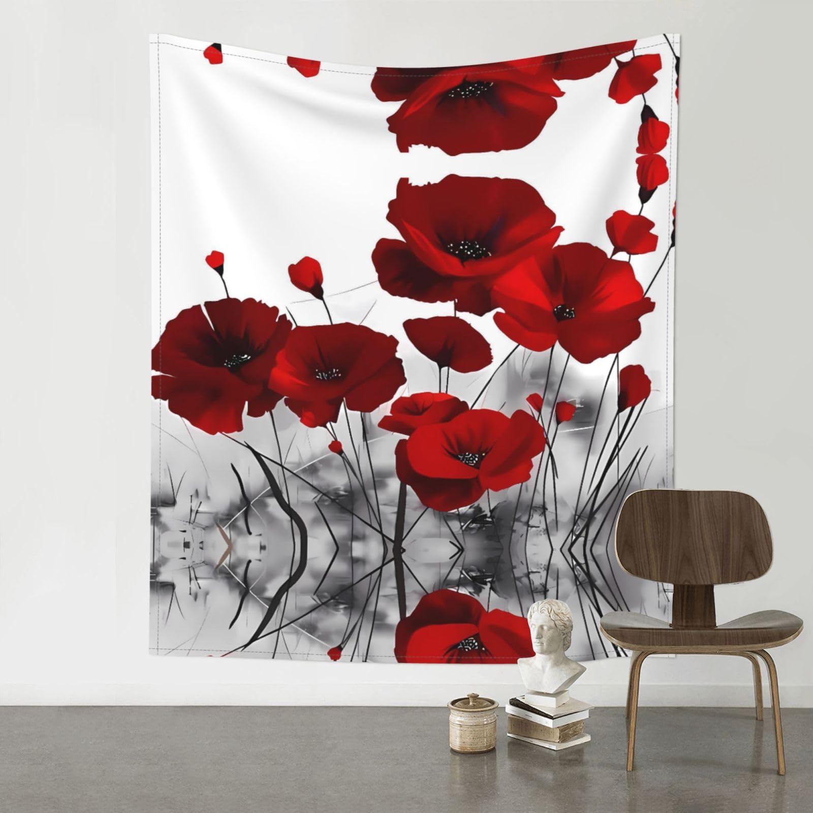 YYHWHJDE Red Poppy Flower Prints Wall Tapestry 60x51in - High-Grade Polyester Throw Blanket for Bedroom, Dorm, Beach & Picnic Decor