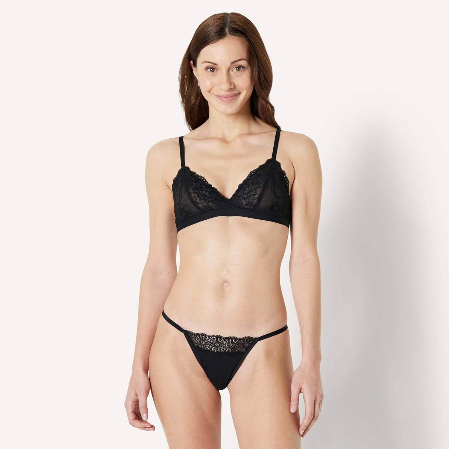 Amazon Essentials Women's Peached Microfiber with Lace Trim G-String, Pack of 6 - Image 4