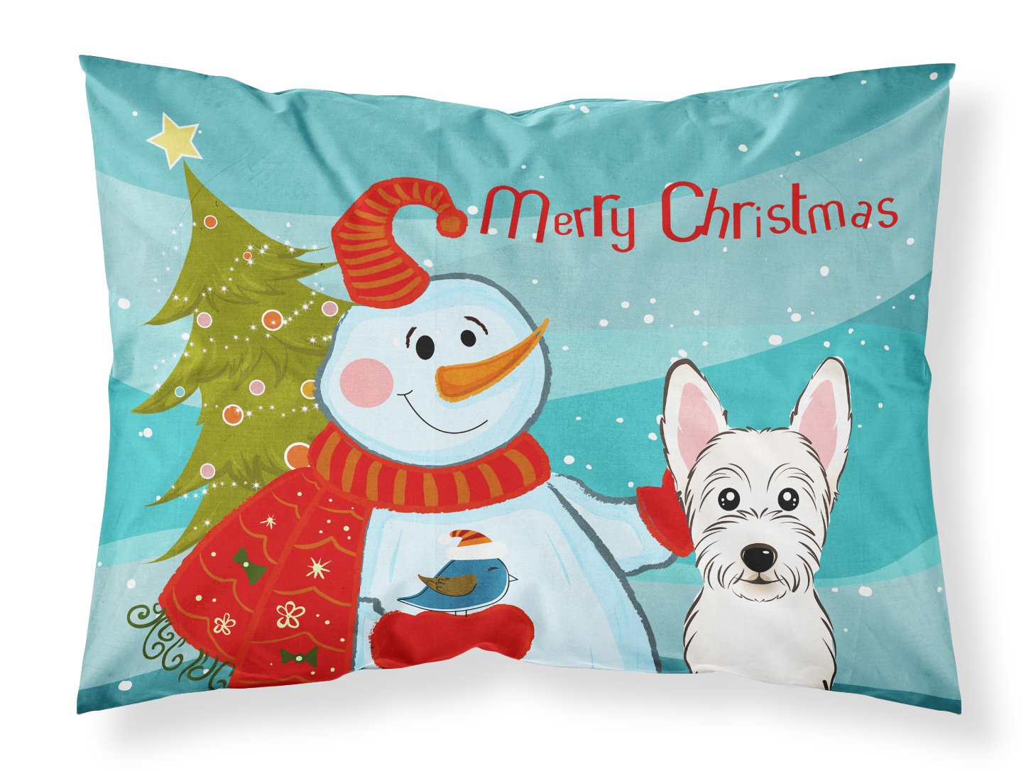 Taie d'oreiller Bonhomme de Neige Westie : protégez votre oreiller avec style en hiver