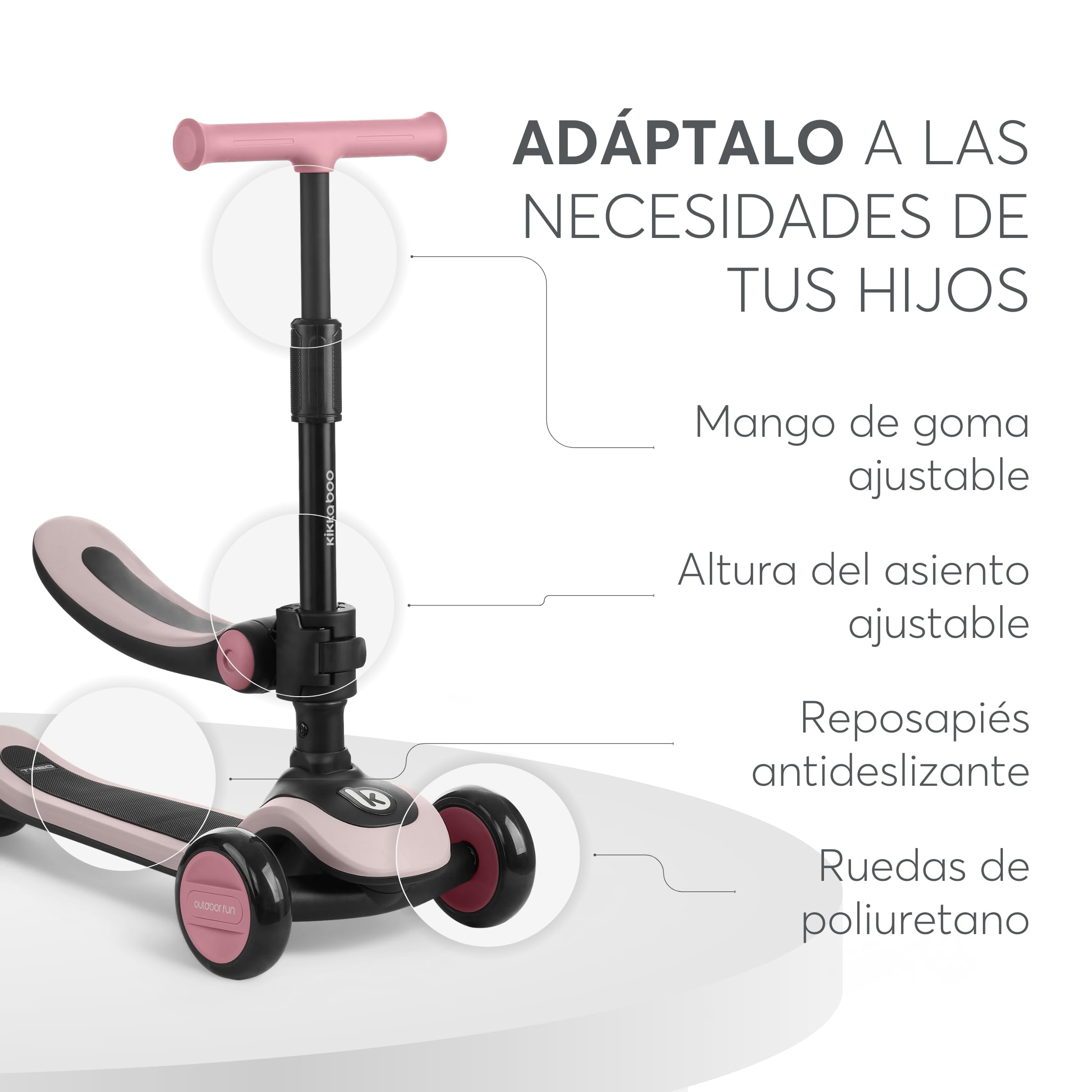 Kikkaboo Scooter niños 2-en-1 Treo Balance bicicleta asiento infantil plegable ajustable