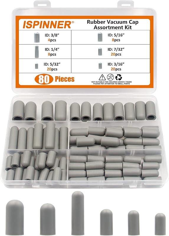 Kit de Tampas de Borracha para Vácuo ISPINNER para Carburador e Coletor – 80 unidades