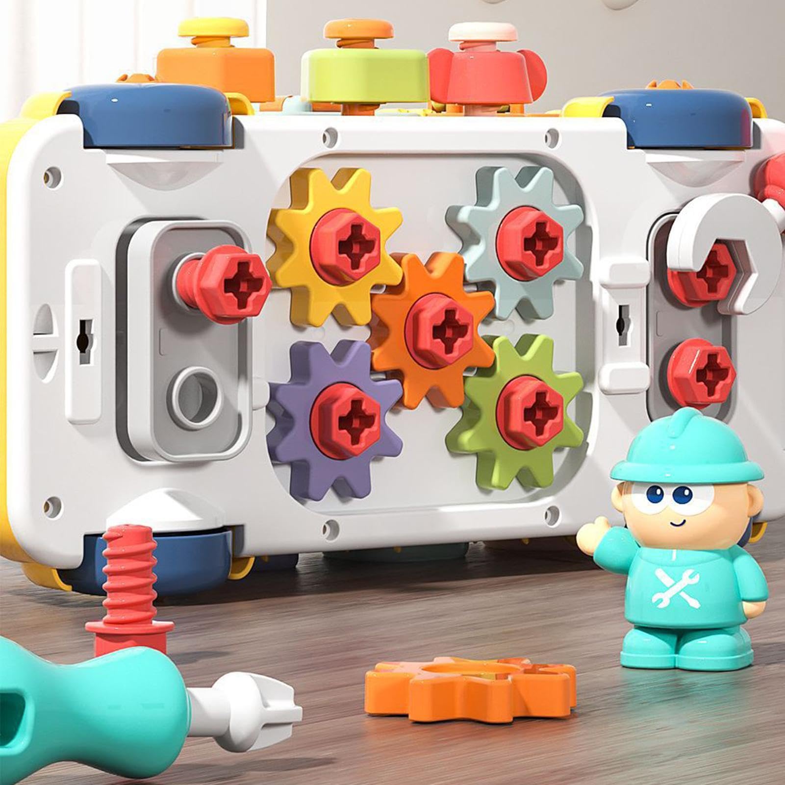 Cubo Occupato, cubo di attività per Bambini | Cubo da Viaggio | sensoriale a Forma di Autobus per Bambini,Giocattolo per seggiolino Auto da Viaggio, cubo di attività, Giocattoli sensoriali