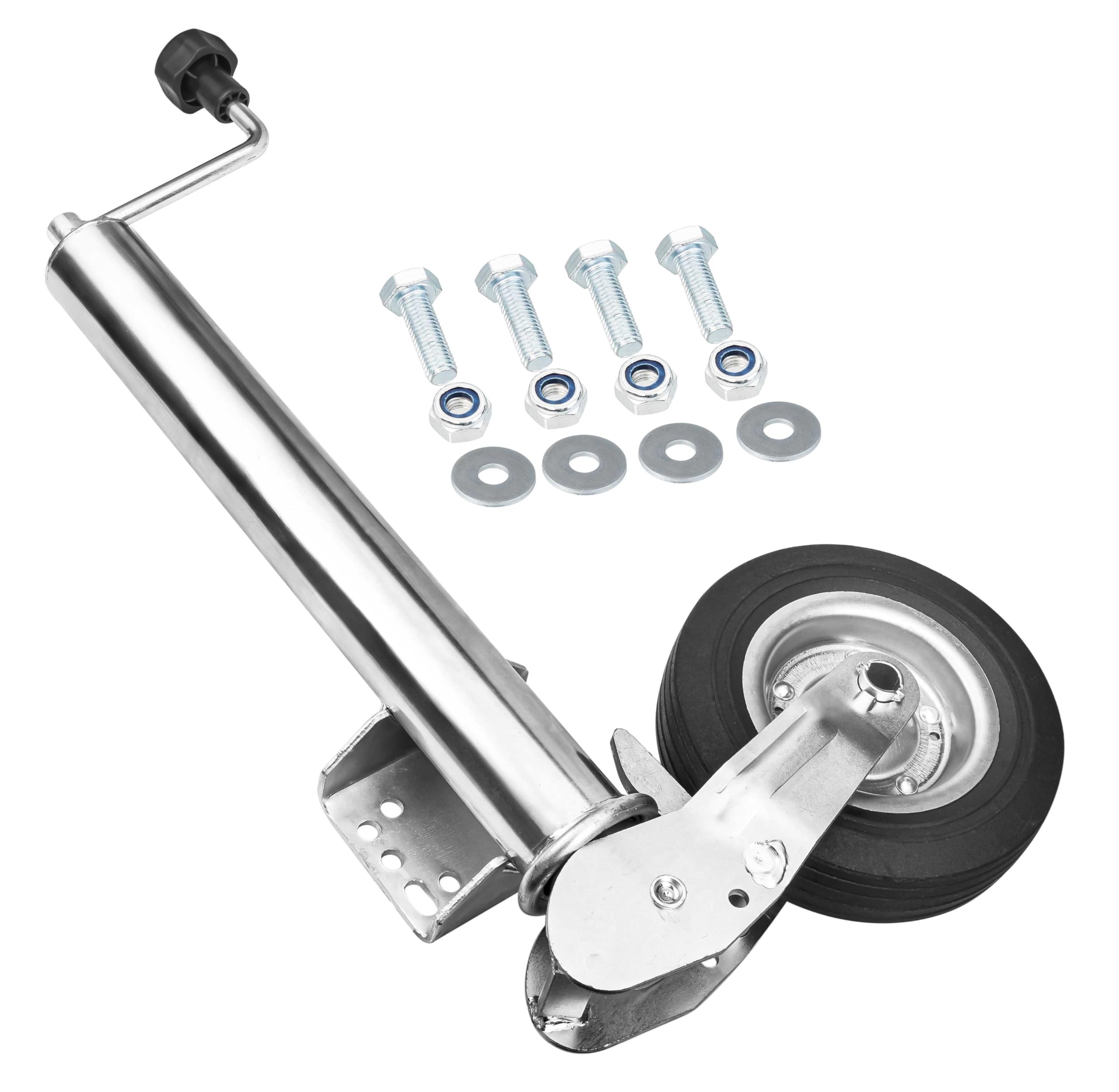 otgerlensker products Anhänger Stützrad Automatik 60 mm klappbar | Stützlast 400 kg mit Montiersatz | Hochleistungs Stützrad für Trailer und PKW Anhänger, Robustes und Verstellbares Stützrad