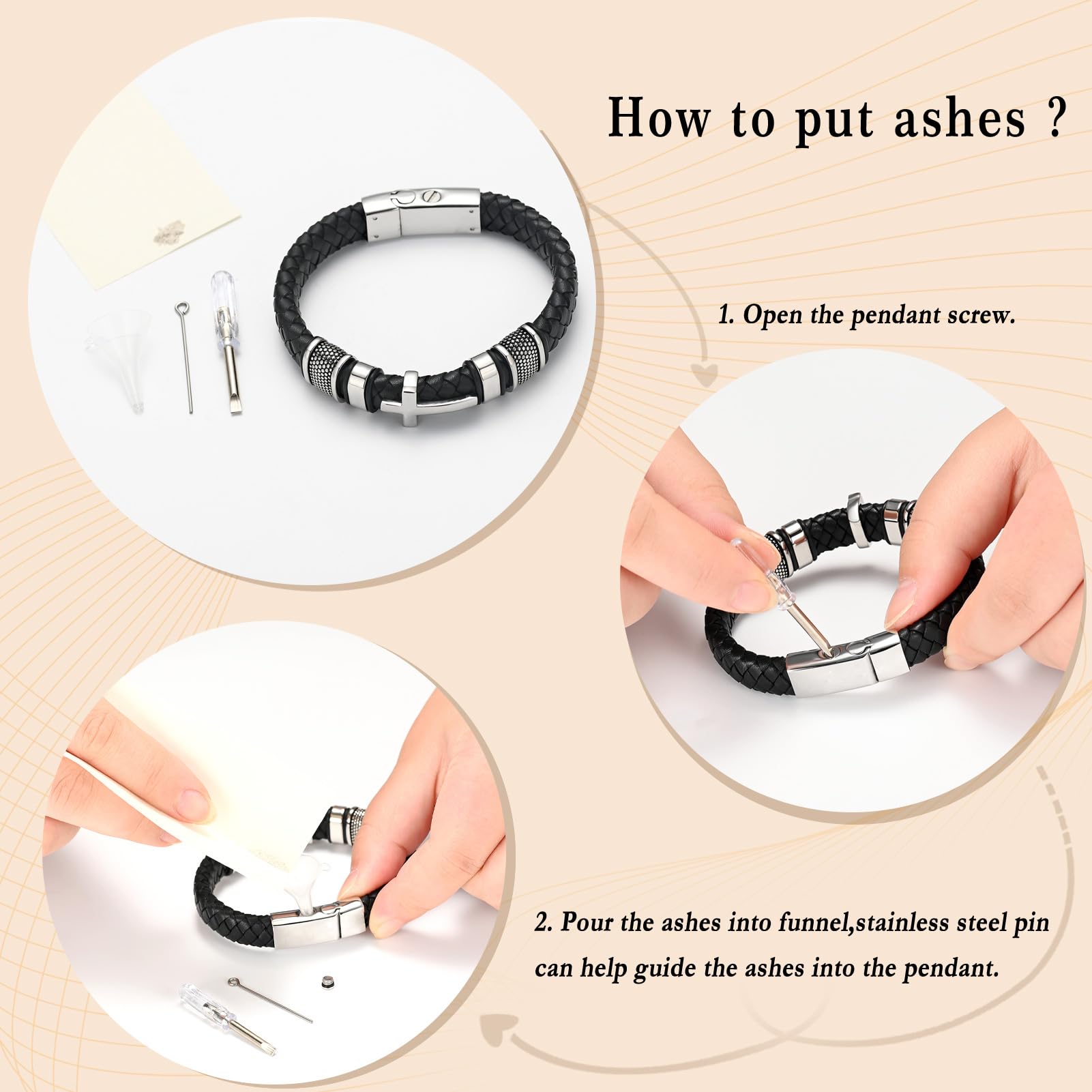 Minicremation - Pulsera para cenizas de piel auténtica para hombre