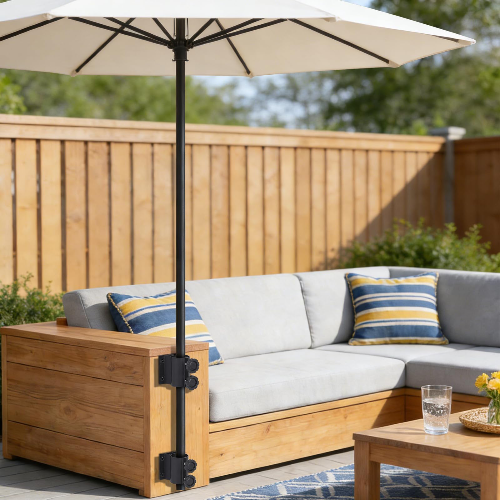 efuturetime 2 x Supporti Ombrellone da Balcone per Palo 33-50 mm con 8 Viti | Portaombrellone per Ringhiera, per Terrazza, Giardino e Bar