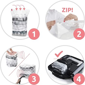 Compactor Compact Express Vacuum Compression Bag, Aspispace Collection, Medium Size, 30X20X50 cm, Transparent