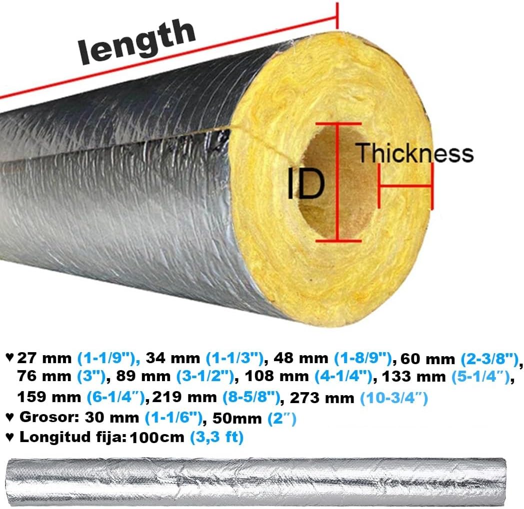 (30mm/50mm Thick) Rock Wool Insulation Pipe, Glass Wool Pipe - Heat Insulation/Fire Prevention/High Temperature Resistant - Thermal Insulation Pipe Chimney, Industrial Tube Covers(76mmX50mm)