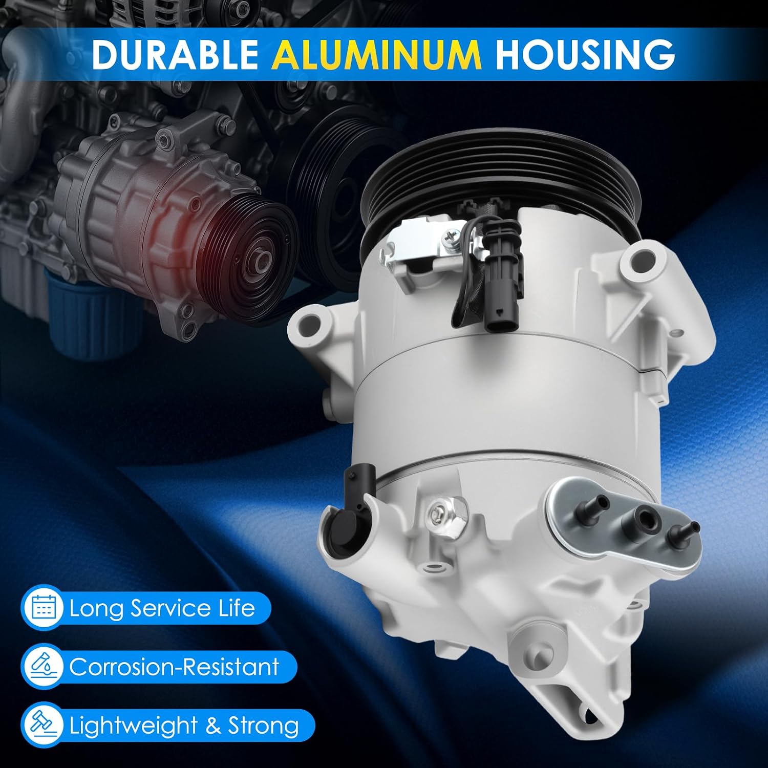 Car A/C Compressor Fit for Chevrolet Colorado for GMC Canyon 2.5L 2015-2021, Equinox Terrain 1.5L 2018-2021 Automotive Replacement AC Compressor 23106025 A/C Compressor for Car CO11483C