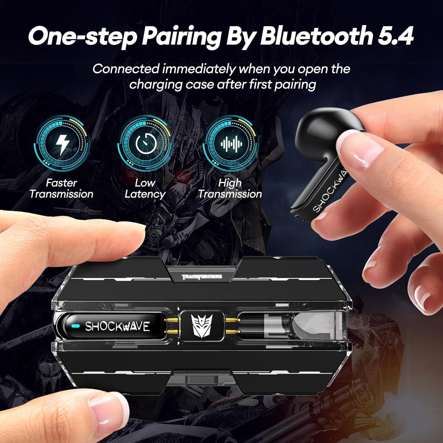 Transformers AI Translation Earbuds 3-in-1 Translator Earbuds Real Time 144 Language & Accents Translating Ear Buds Bluetooth 5.4, Audifonos Traductores Inglés Español, TF-T01 Black Shockwave