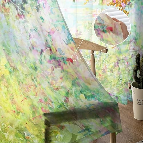 Miniatura 5 de Paneles de cortinas traslúcidas con bolsillo para barra, cortinas semitransparentes con dobladillo para barra, cortinas de gasa para ventana de sala