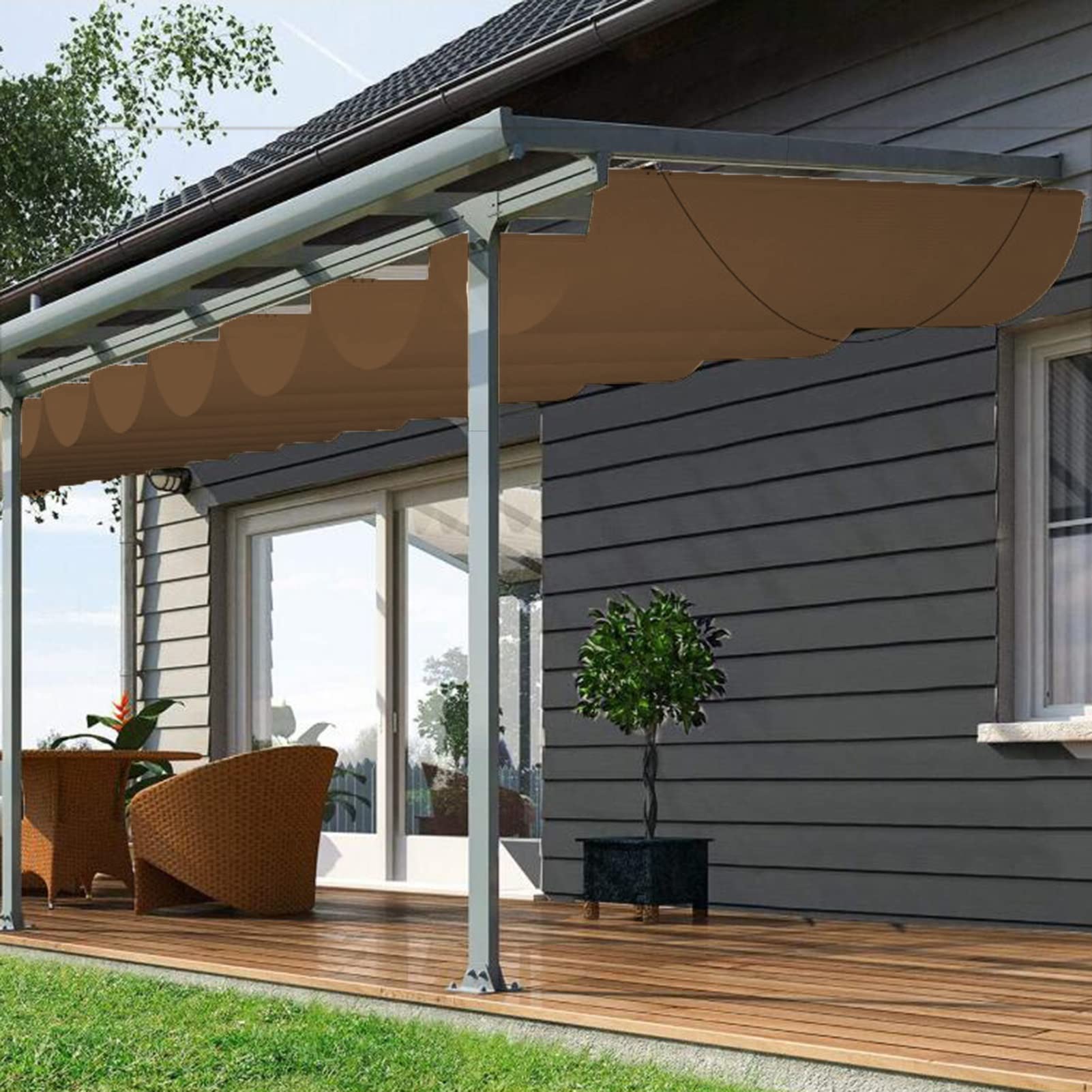 Amazon.de: LXBAMKEA Einziehbar Welle Sonnensegel, Im Freien 95% Sonne  Schutz Anti-UV Belftung Dach Markise, Aufhngen Runter Deck Terrasse  Hinterhof Garten berdachung Pergola Abdeckung