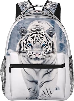 Tiger Backpack, Lightweight Backpacks for Travel Work School Sport, Realistic Snow Animal Back Pack Gift for Kids Girls Boys, Wildlife Theme Laptop Books Casual Daypack, 11.45.915.7 Inch