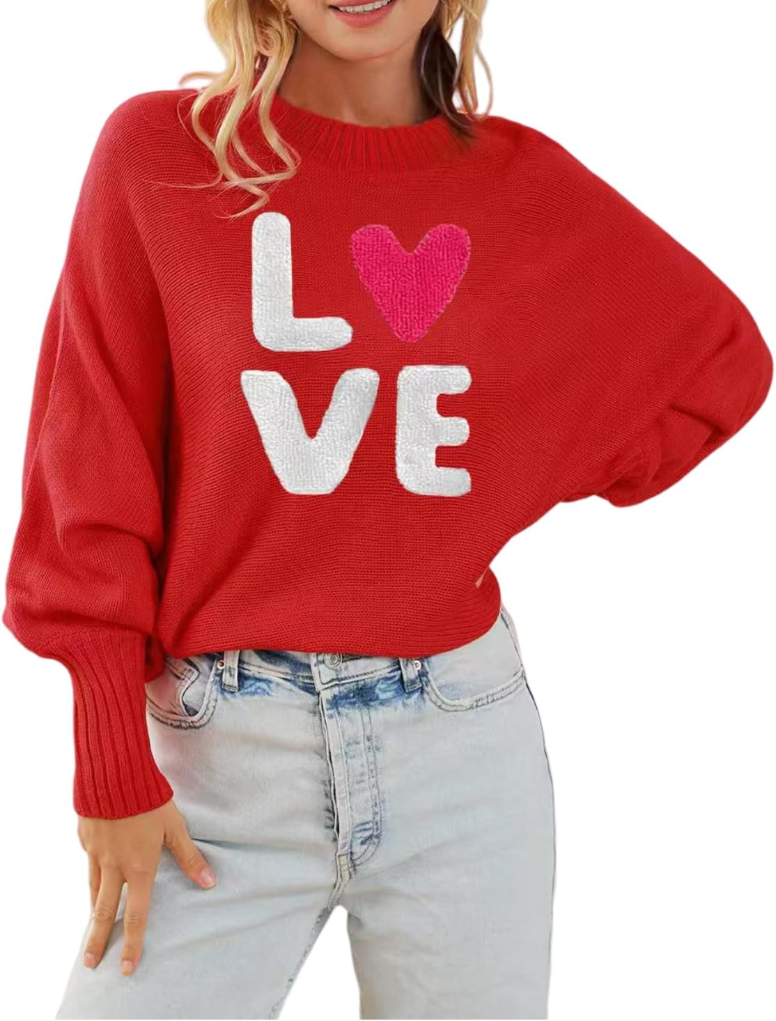 Womens Merry Christmas Sweaters Long Batwing Sleeve Sweater Loose Fit Pullover Top Sweaters