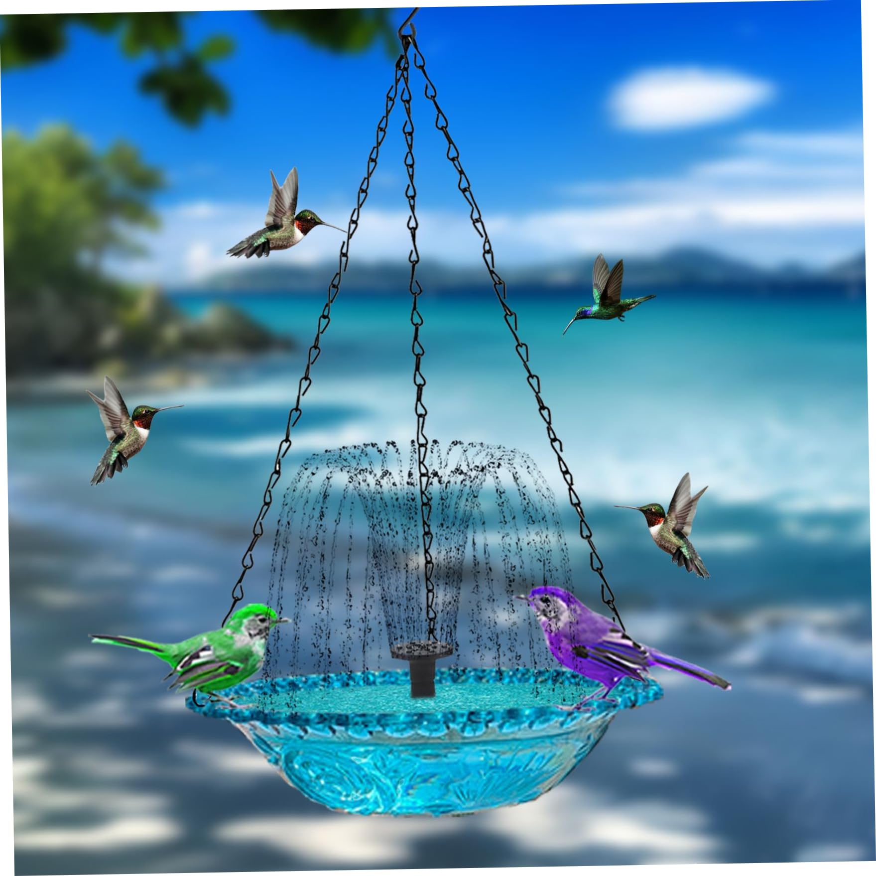 Fontaine Solaire Extérieur - 45cm Grise - Flottante Avec Bol - Pour Jardin, Balcon